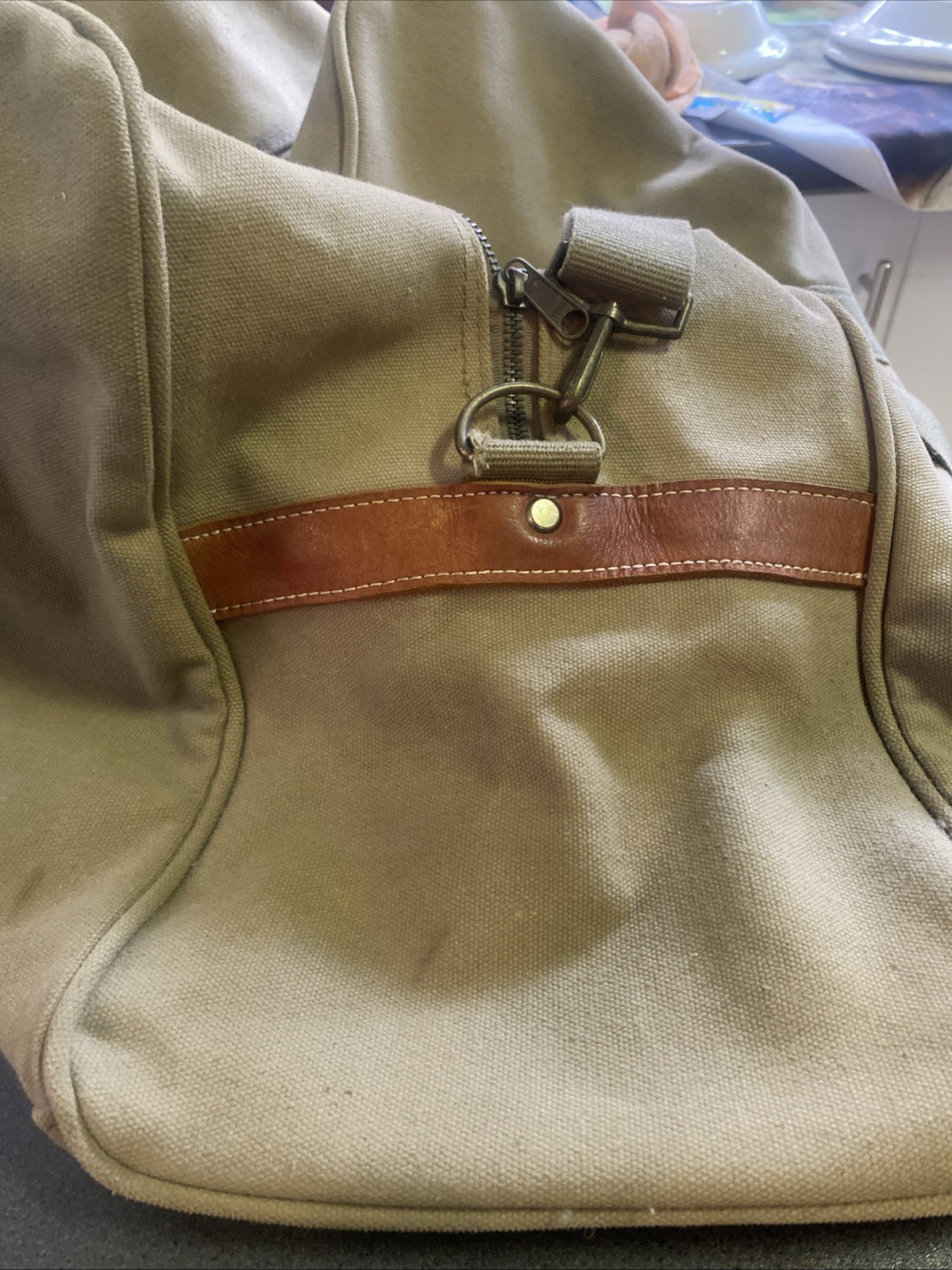 MON SAC Extra Large Khaki Canvas Duffle Bag Waterproof 54x24x20cm