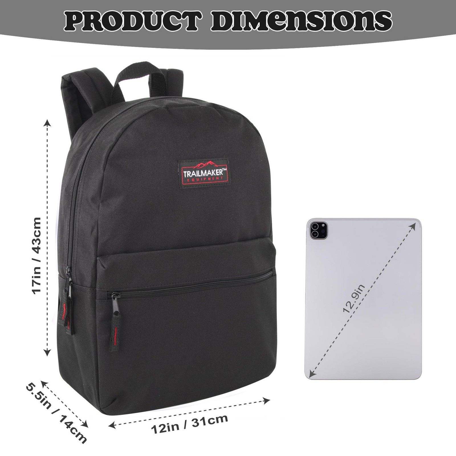 Trail maker Classic 17 inch Backpacks with Adjustable Padded Straps | School …