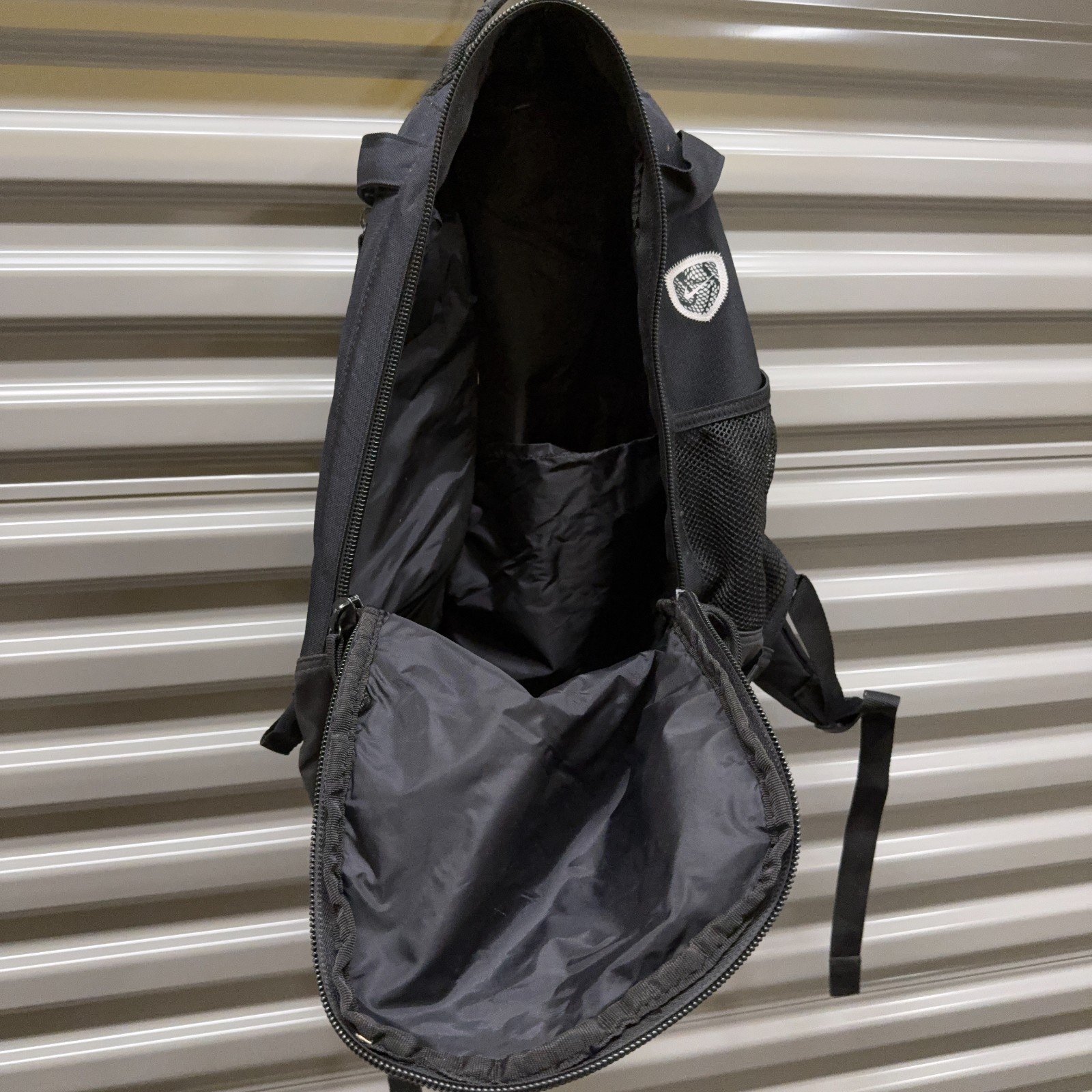 Nike Air Max Lazer Lacrosse Backpack Black Silver Bag Gym Zip Straps LAX