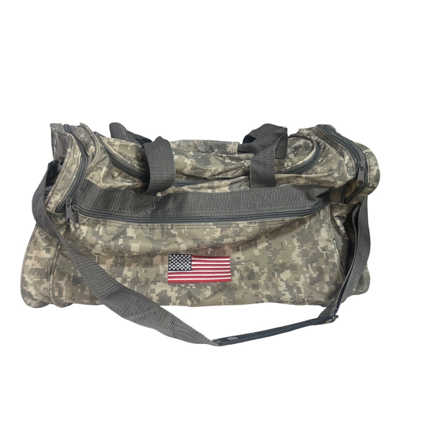 NRA Camo Duffel Bag Adjustable Strap Green American Flag Patch
