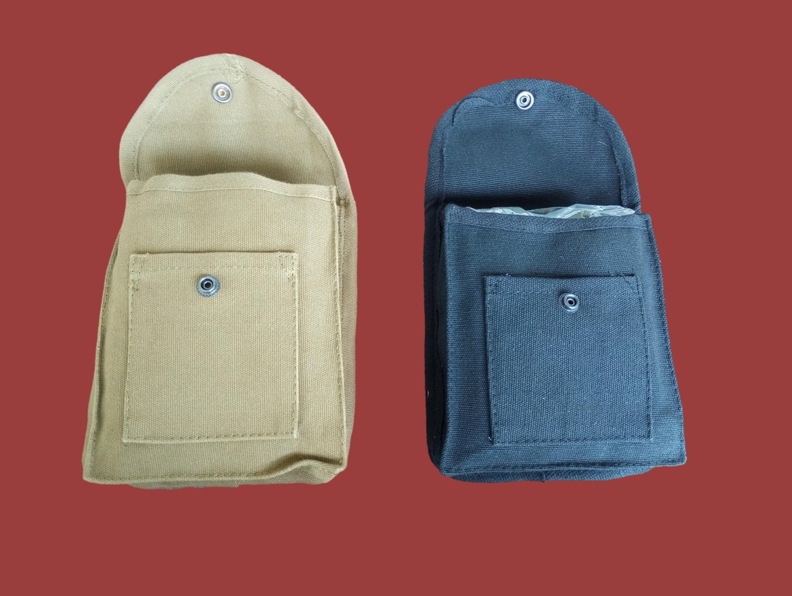 CANVAS UTILITY POUCH 2 POCKET SNAP CLOSURE BELT LOOP CAMPING GEAR HUNTING SHELLS