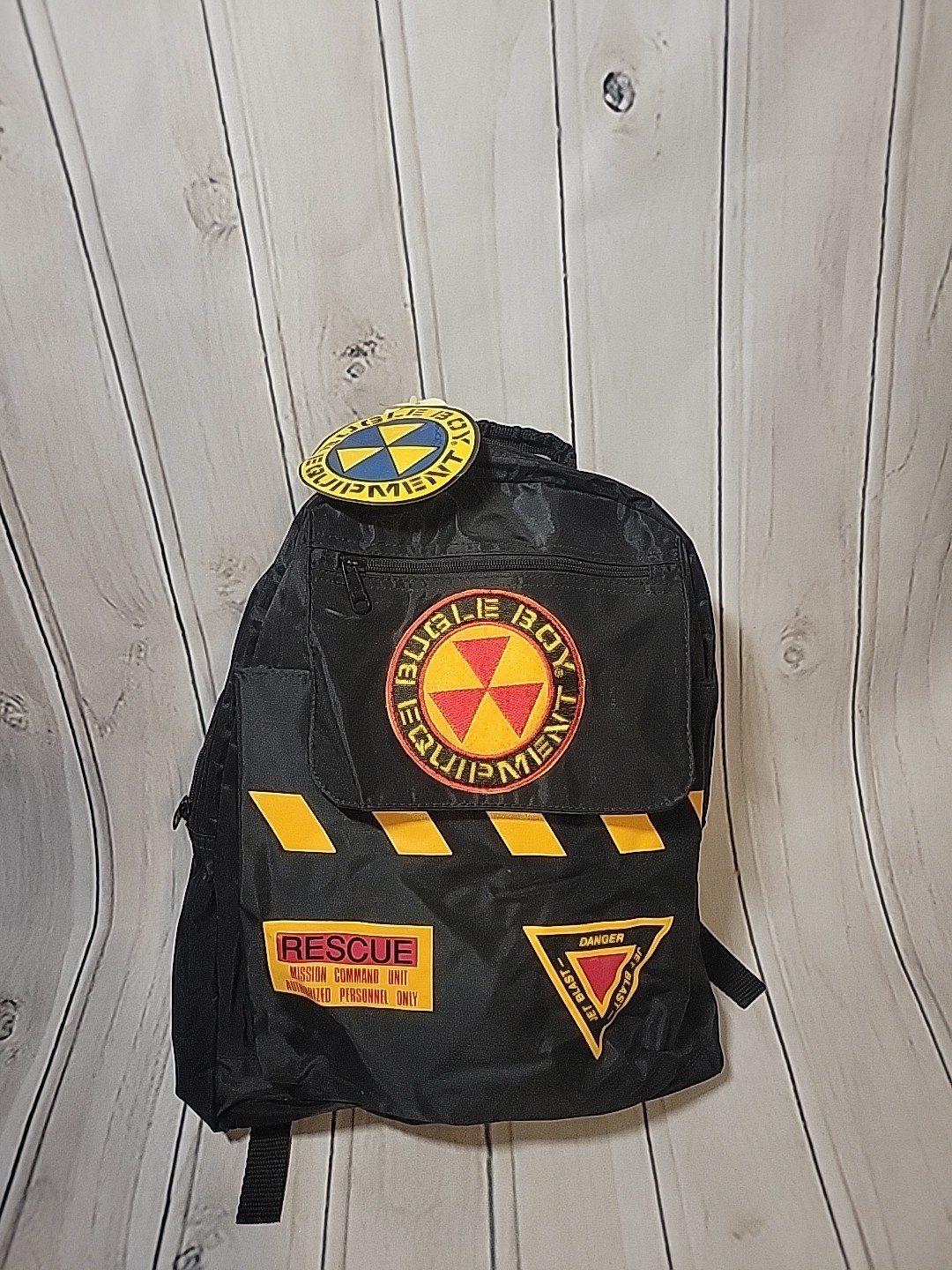 Vintage Bugle Boy Equipment Backpack Nylon Black Jet Blast Rescue/W Sticker…