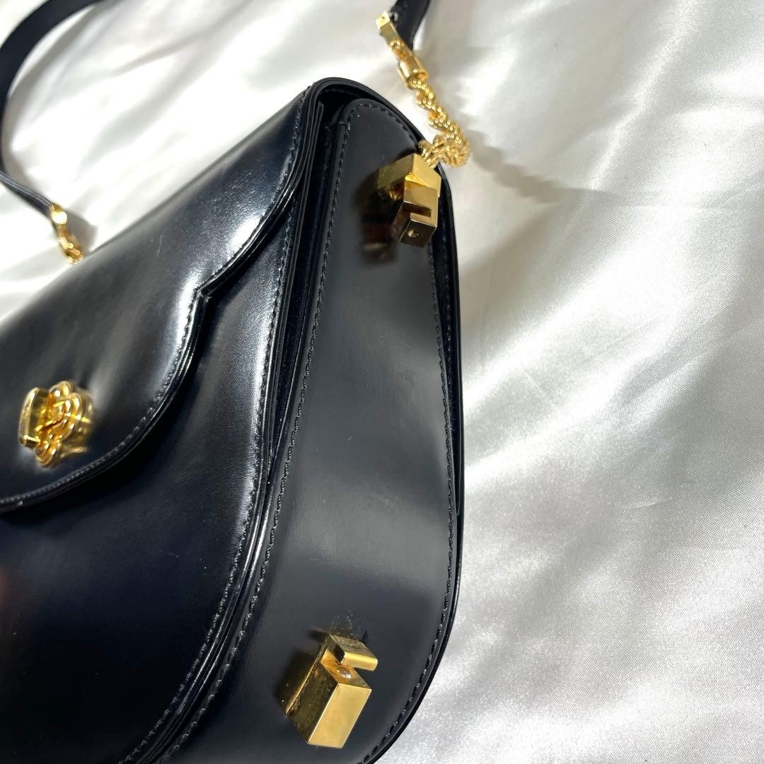 Authentic Bally Leather Shoulder Bag Black 6.5in Compact Vintage Purse