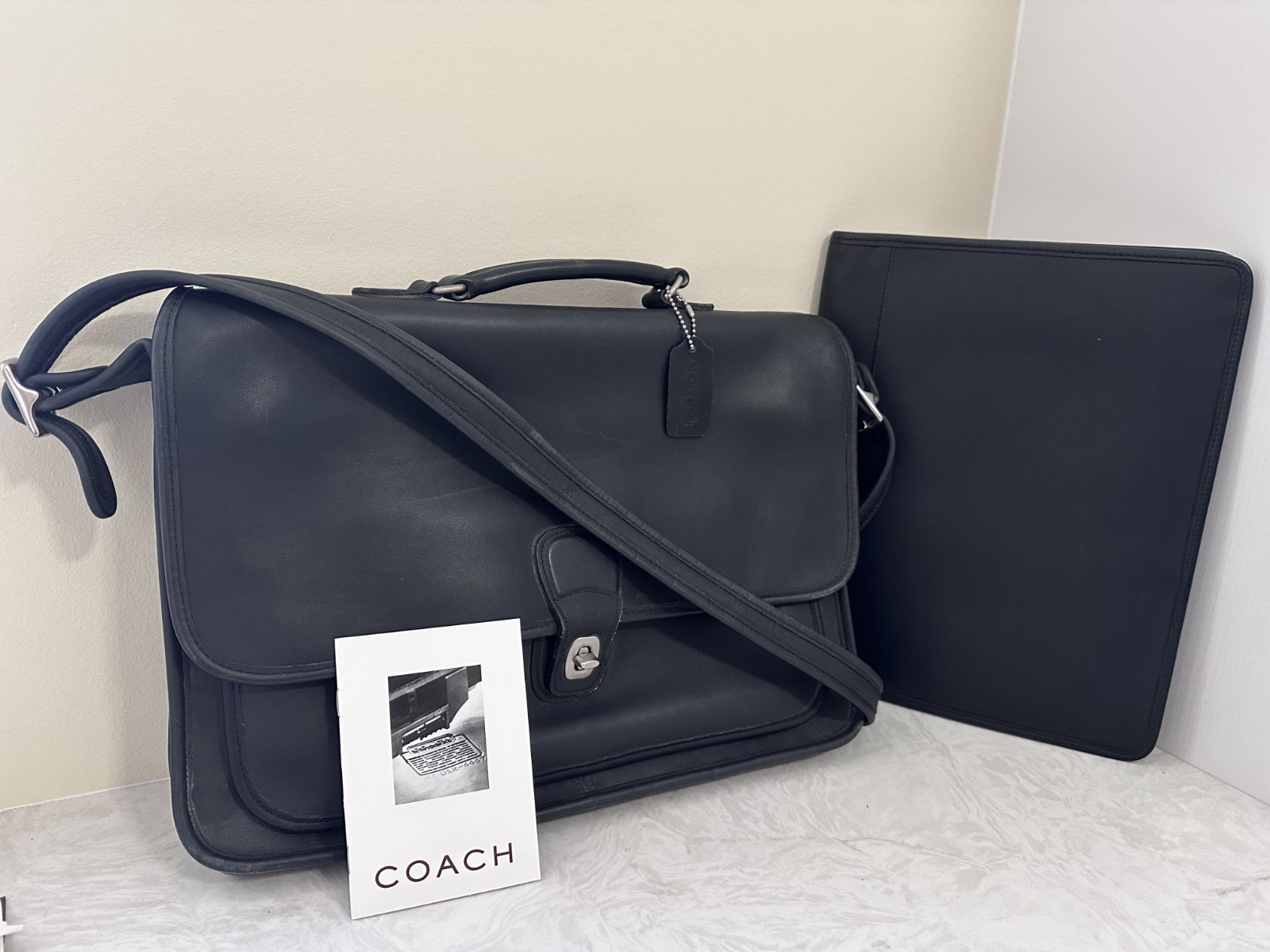 Coach L9N-5180 Metropolitan Black Leather Briefcase & Matching Document Sleeve