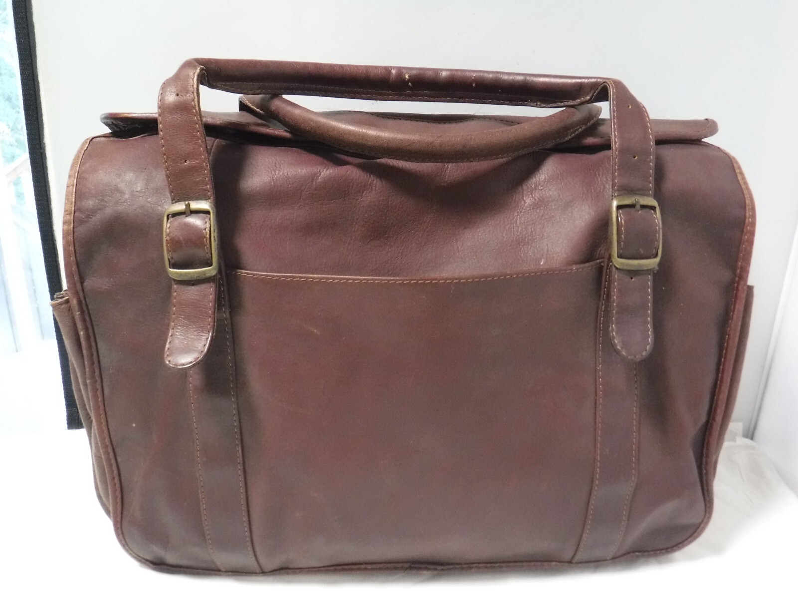 PM4 Manufacturas Quintero Colombia Brown Genuine Leather Laptop Attache Tote Bag
