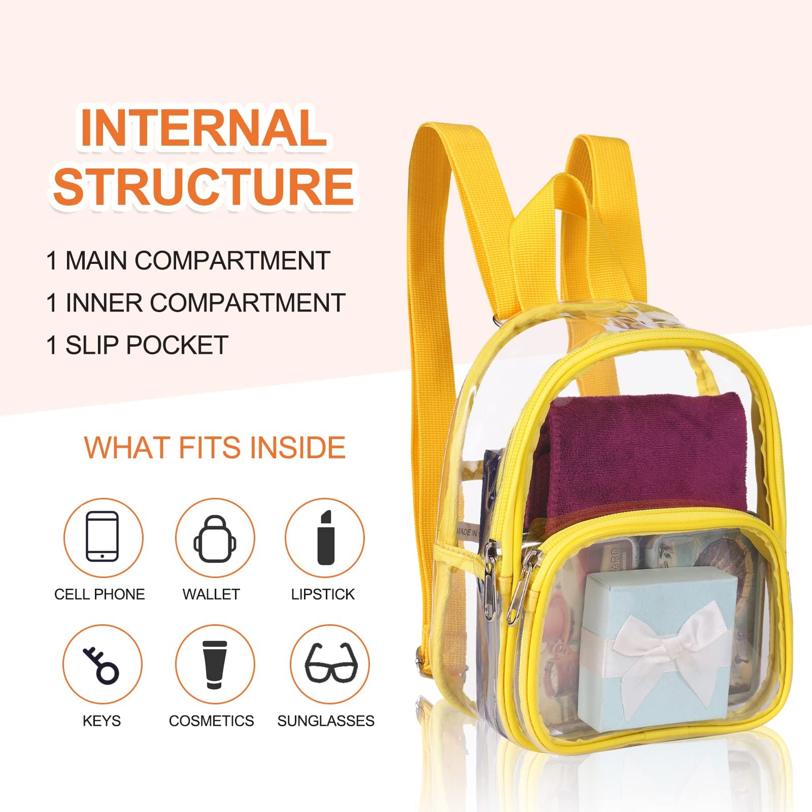 Clear Mini Backpack Stadium Approved for Little Boys & Girls, Transparent Bac…