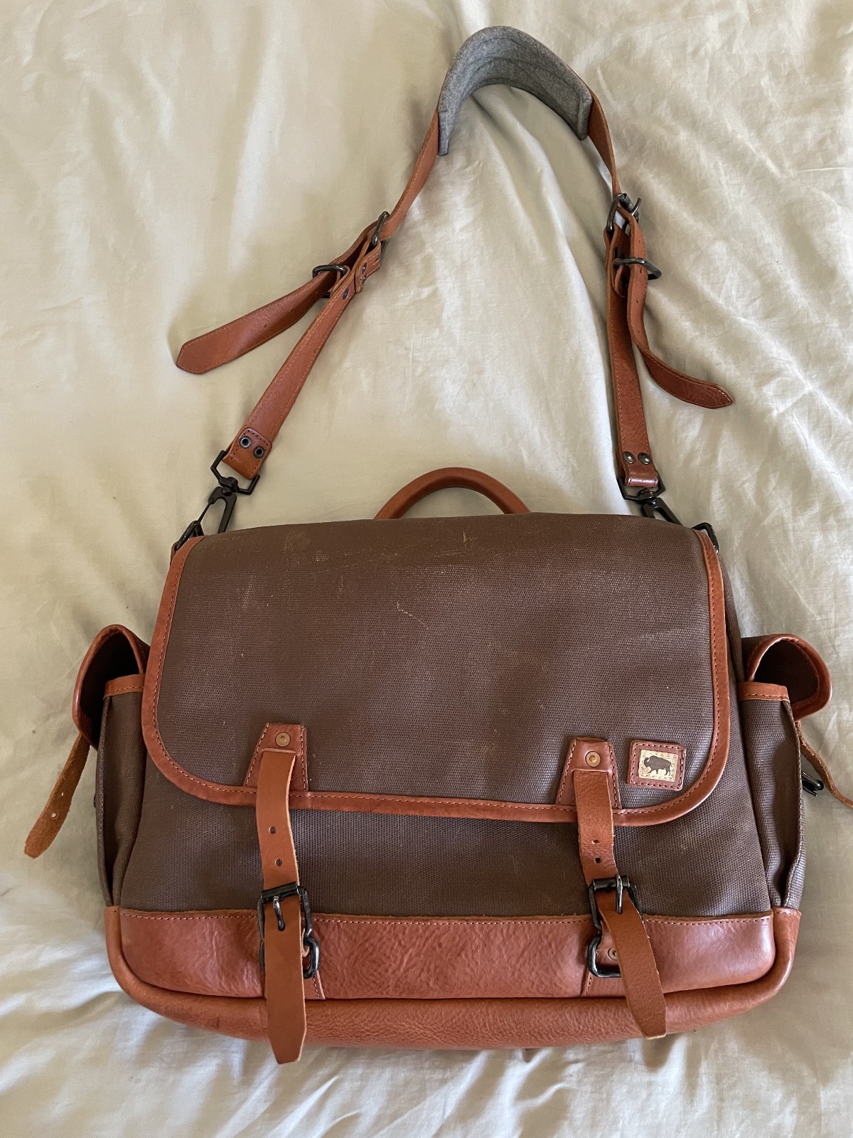 Buffalo Jackson Messenger Bag – Brown Canvas and Leather