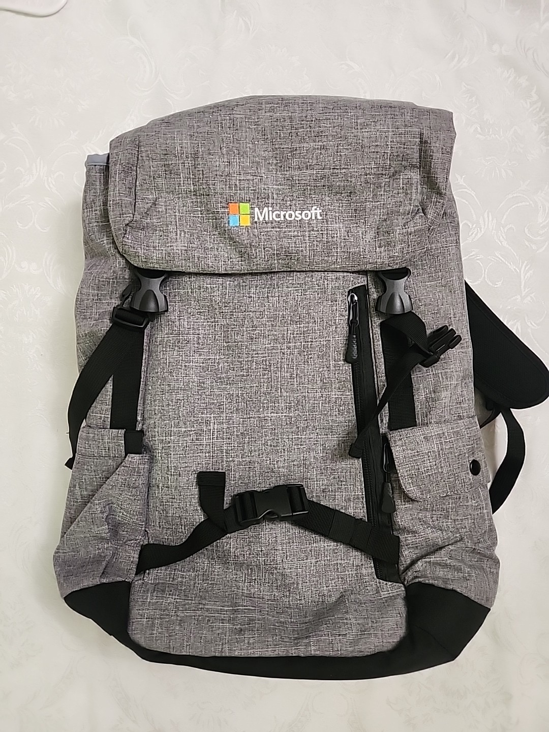 Microsoft Computer Top Loader Buckle Flap Loptop Backpack Gray