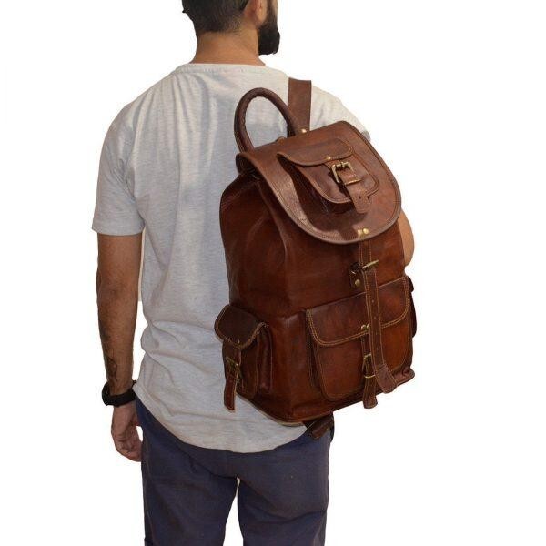 Genuine Vintage Leather Laptop Backpack Knapsack Rucksack Travel Bag Men & Women