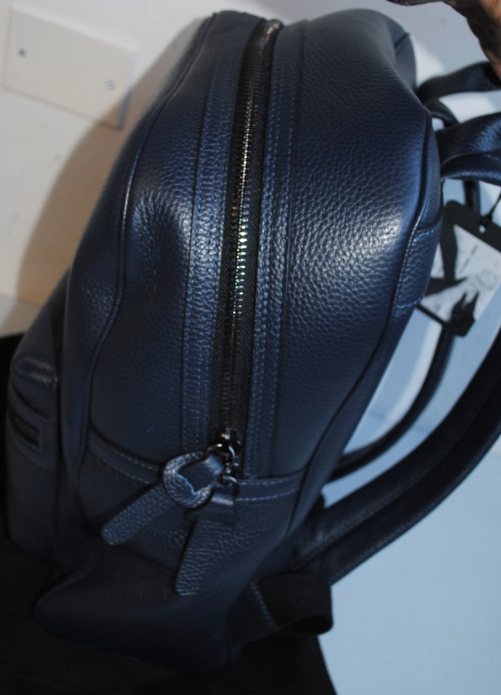 KITON TAILORING NAPLES AUTHENTIC BLUE GENUINE LEATHER BACKPACK 1540.00 CAR.