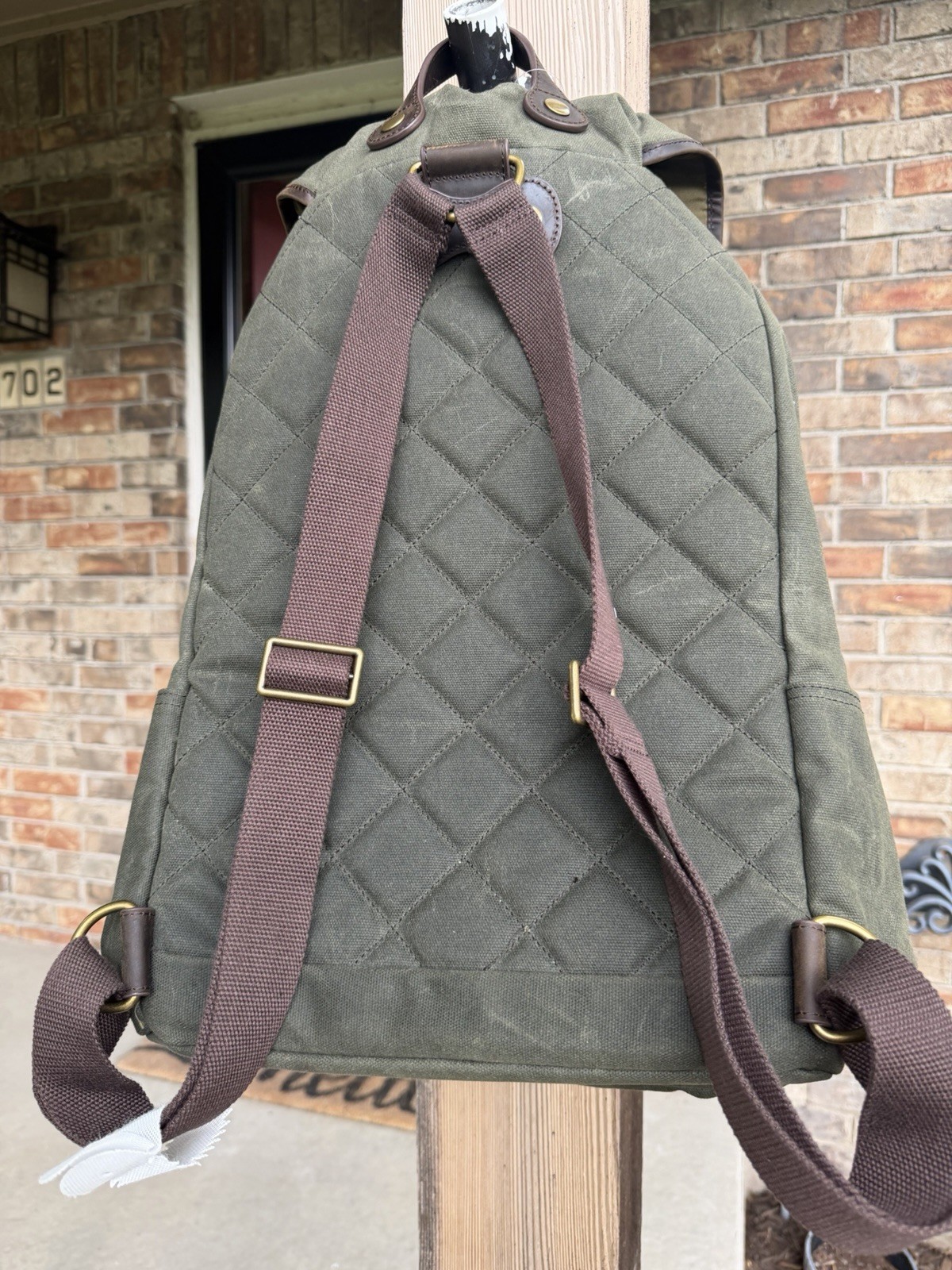 NEW Pendleton Odyssey Backpack 20x15x6″ 30L Olive Waxed Canvas Leather Trim
