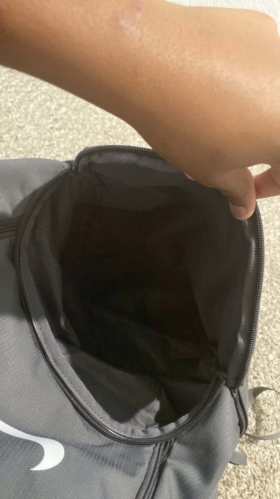 Nike Black/Gray Backpack Zip Closure Padded Shoulder Straps Unisex Adult