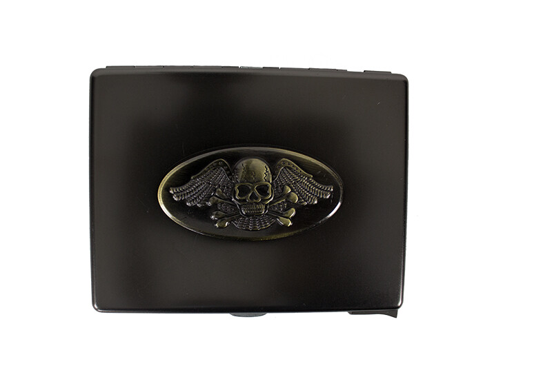 Metal Cigarette Case Eagle Skull Belt Clip Box Storage, Black – Biker Accessory
