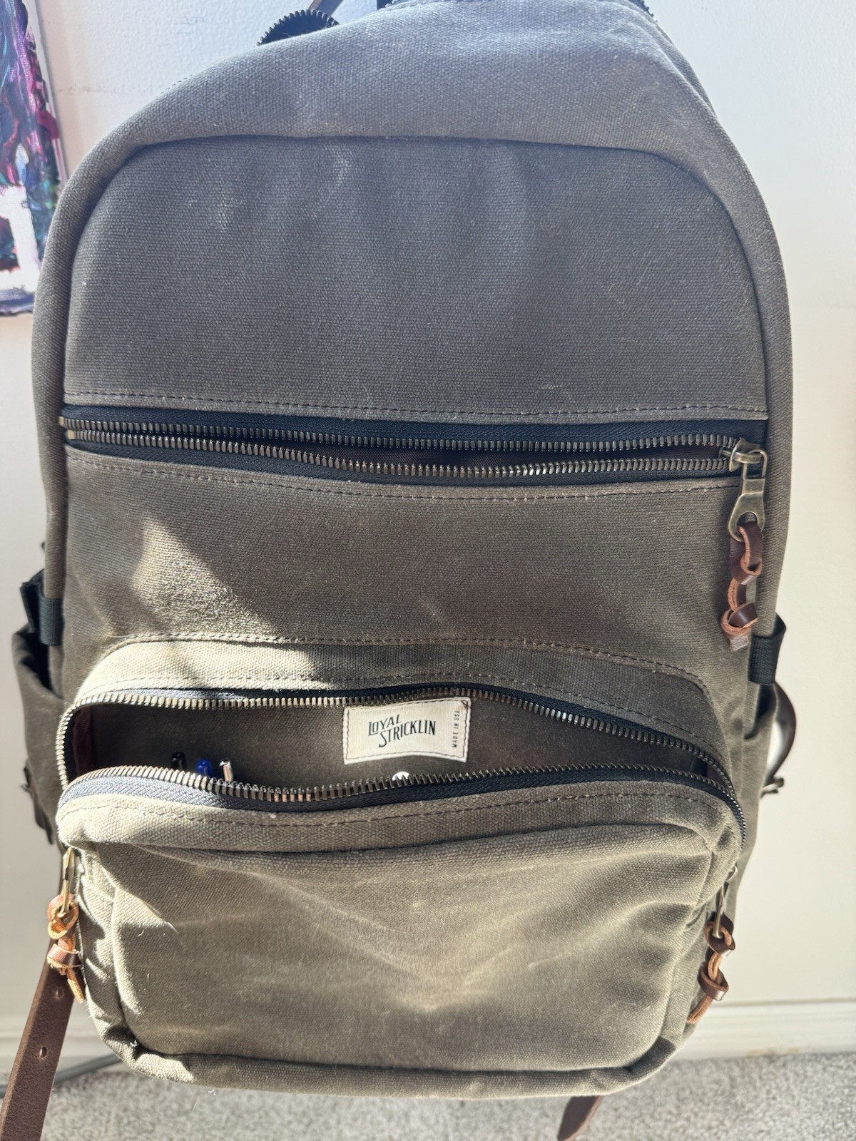 Loyal Stricklin Olive Green Waxed Canvas Backpack – Custom