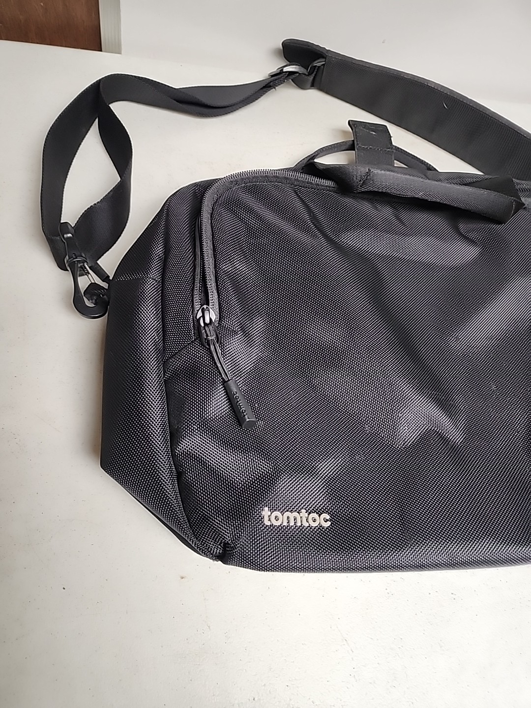Tomtoc Black Sling Bag Adjustable Strap Water-Resistant