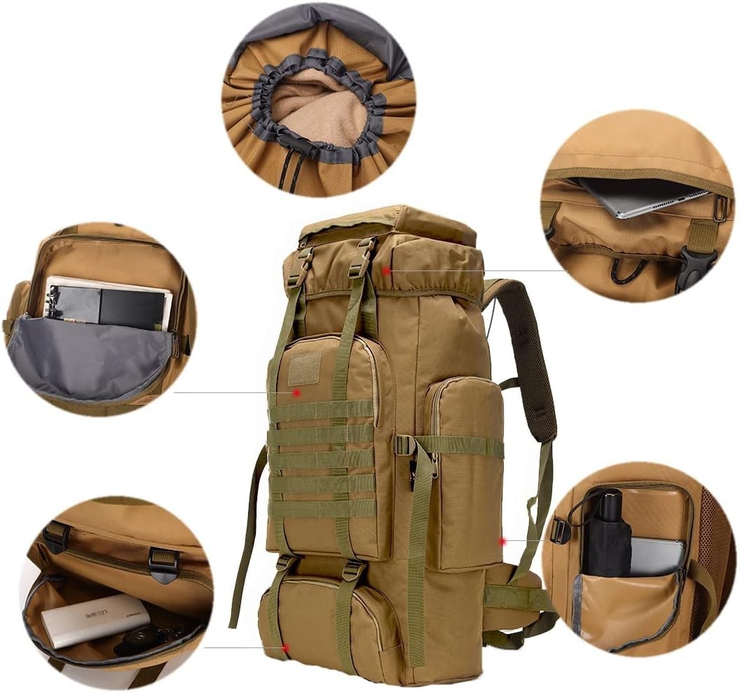 80L/100L Outdoor Hiking Military Tactical Backpack Rucksack Camping Trekking Bag