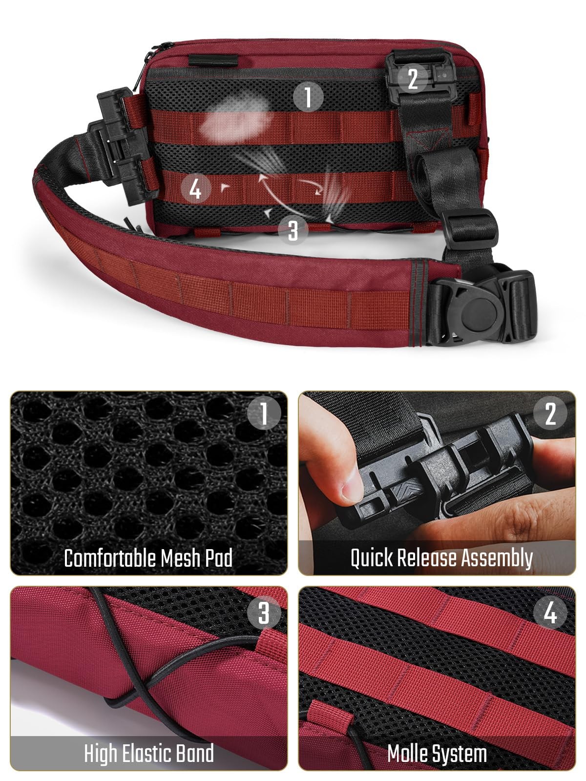 Cache L3C EDC Sling Bag Chest Crossbody Bag, 1000D OXFORD CLOTH Shoulder Bag…