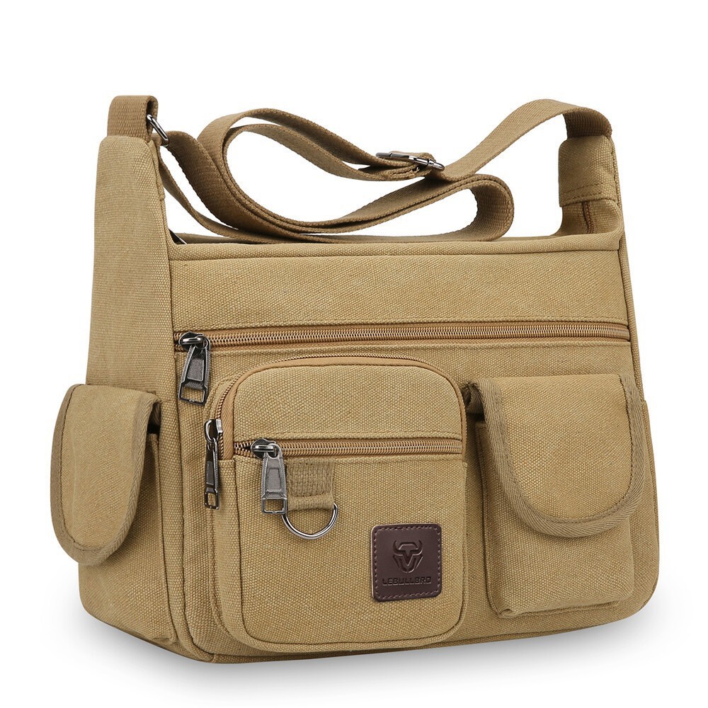 Men’s Vintage Canvas Satchel Crossbody Messenger Shoulder Bag for Daily Commute