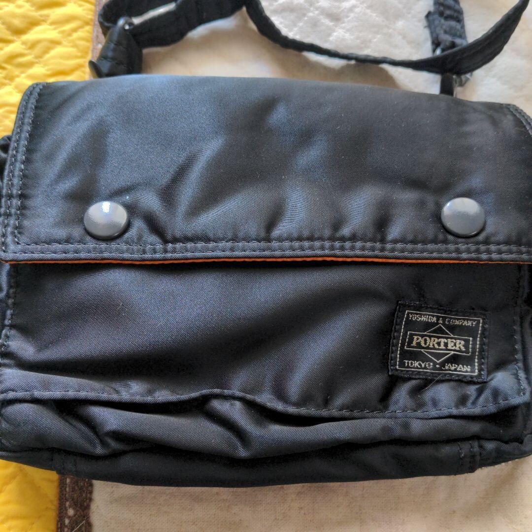 PORTER Black Nylon Flap Button Sacoche Shoulder Bag Yoshida Japan Men`s
