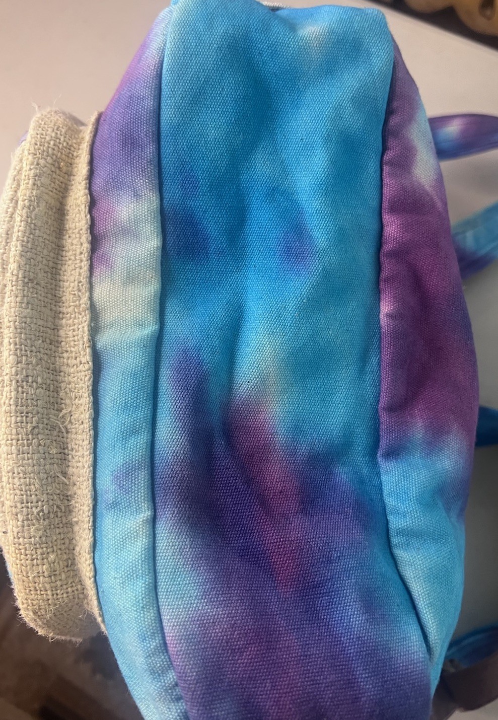 Lahhas Hemp Cotton Tie Dye Backpack Boho Festival Travel School Purple Blue Bag