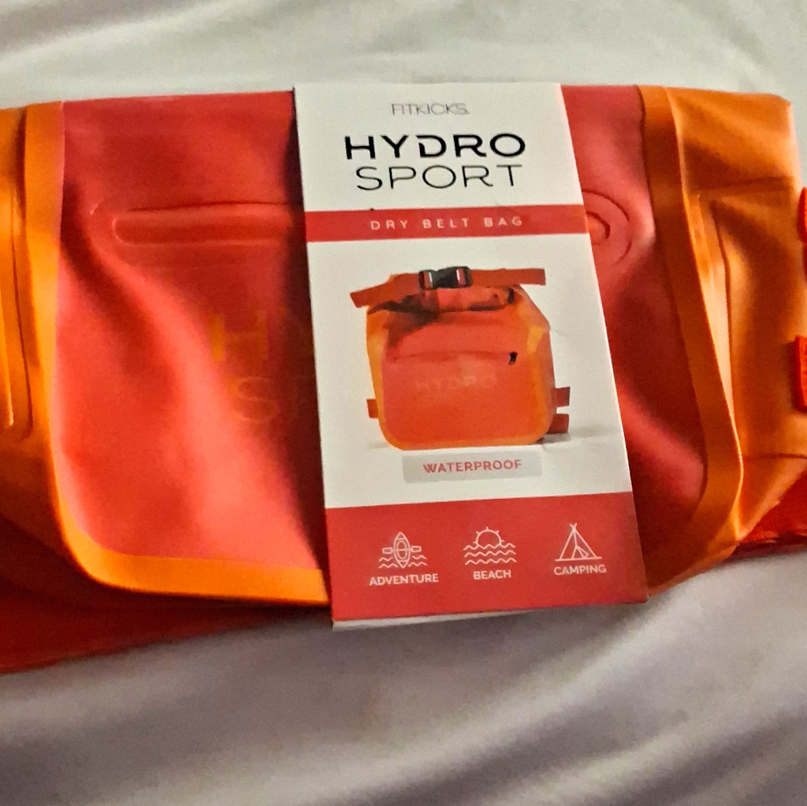 FITKICKS Waterproof Belt Bag Fanny Pack Orange Adjustable Strap Roll Top Zip