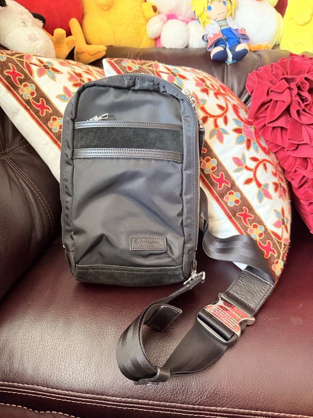 Master-piece Nylon Shoulder Bag Japan Mesh Back 3 External Pockets Used In Black