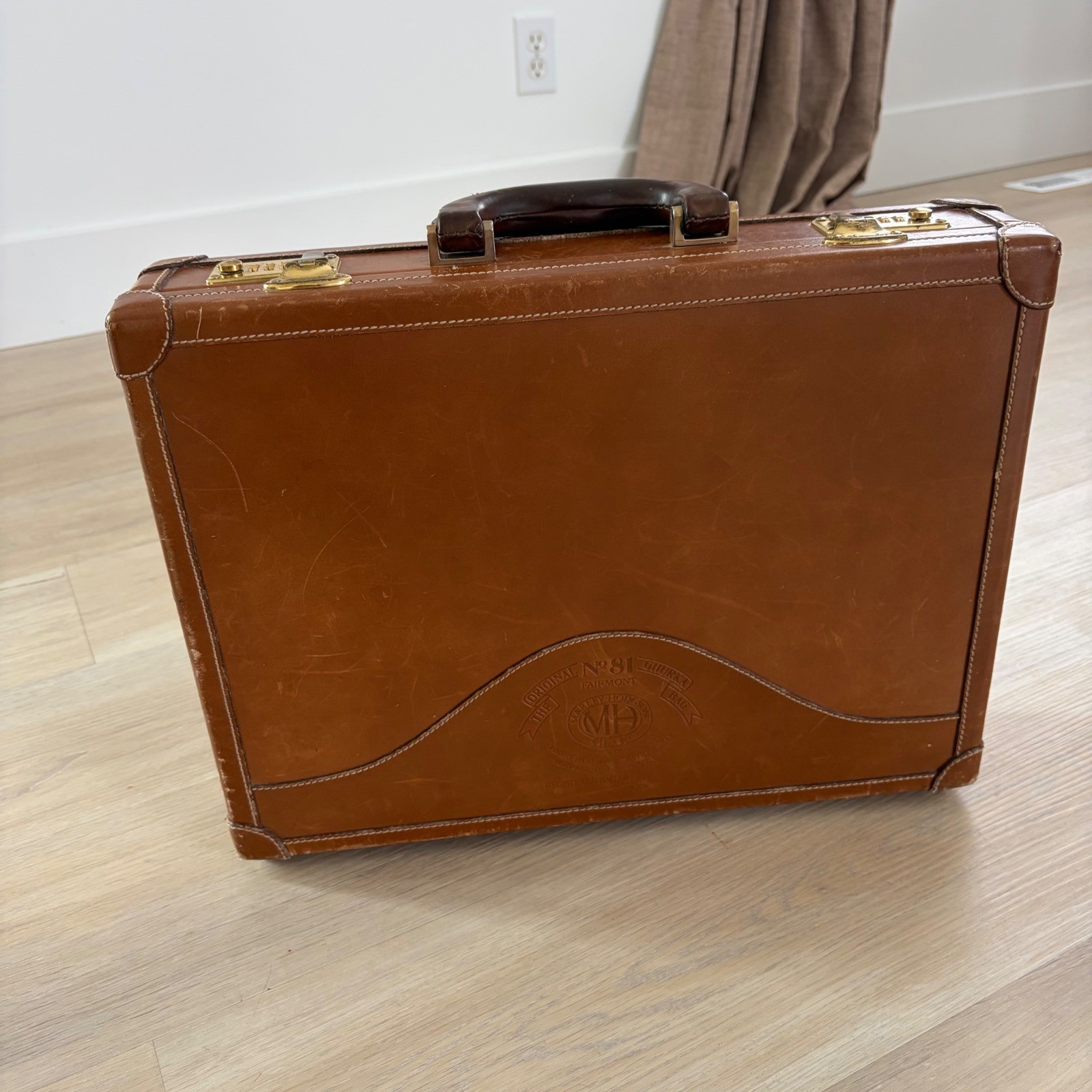 Ghurka Marley Hodgson No 81 Fairmont Leather Briefcase Attache Tan Vintage J 87