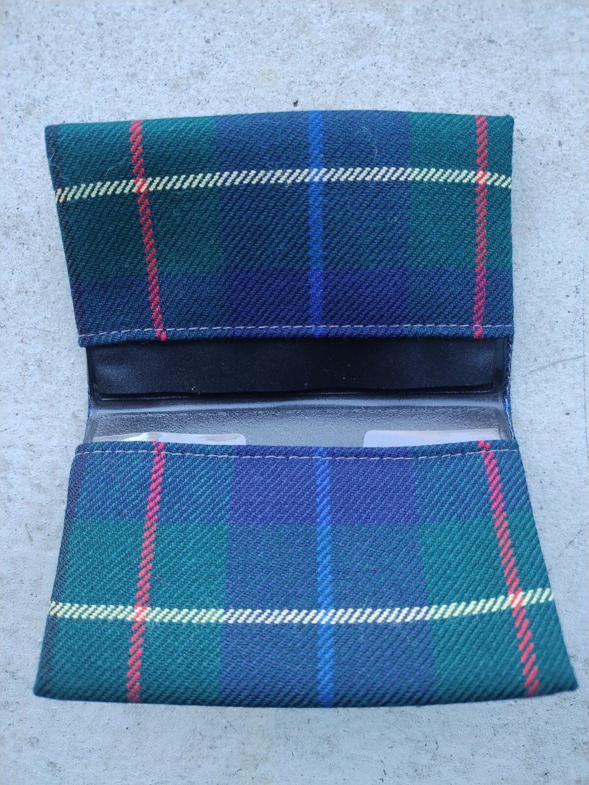 VINTAGE PENDLETON WOOL TARTON PLAID CREDIT CARD, BUSINESS CARD WALLET 4″ X 2.5″