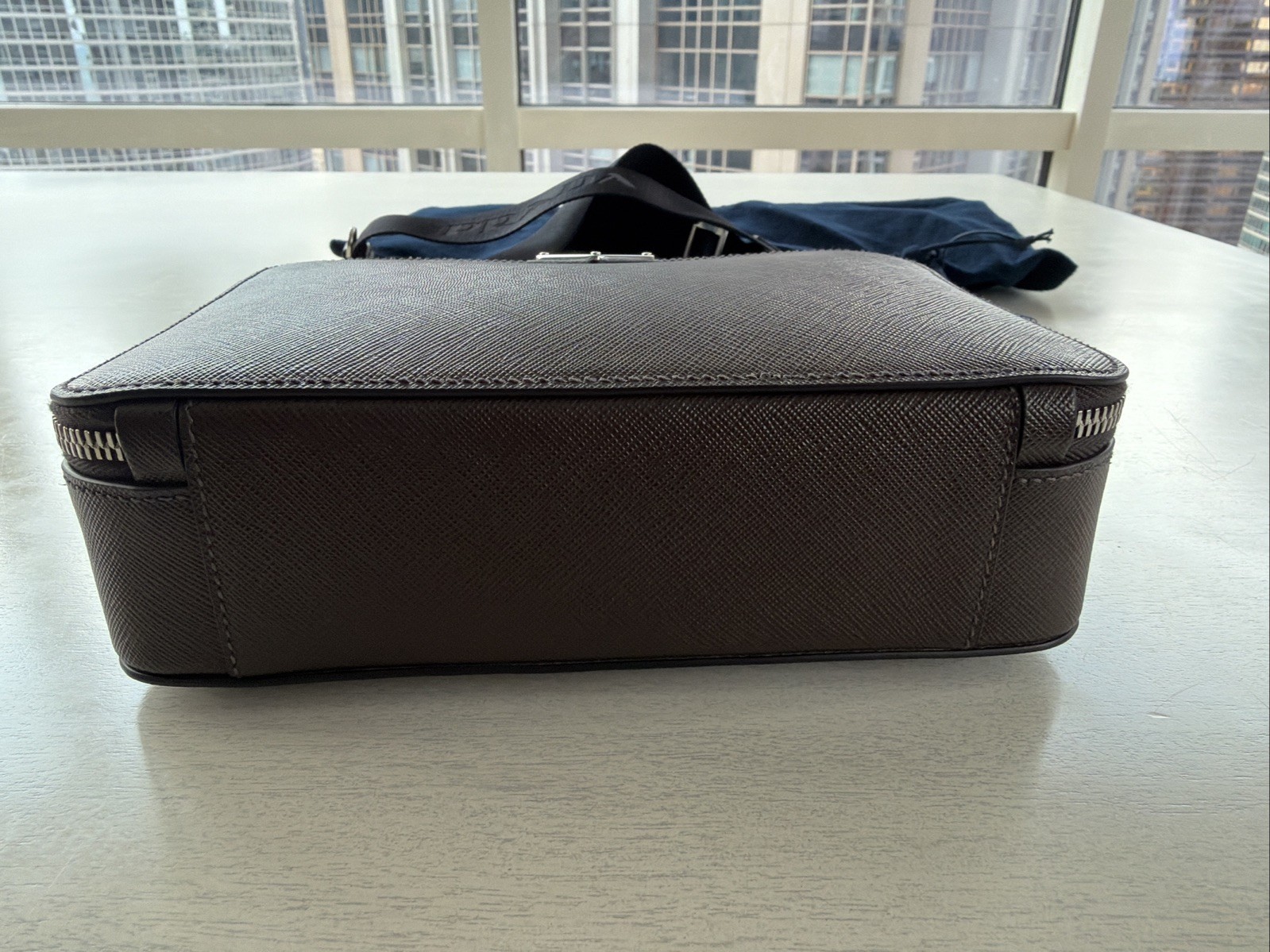 PRADA Medium Brique Bag – Coffee Saffiano Leather