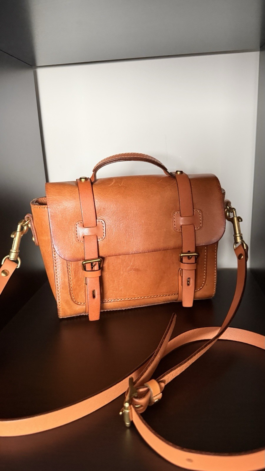 Old Trend Small Pebbled Satchel Top Handle Crossbody Bag Buckle Zip Gold