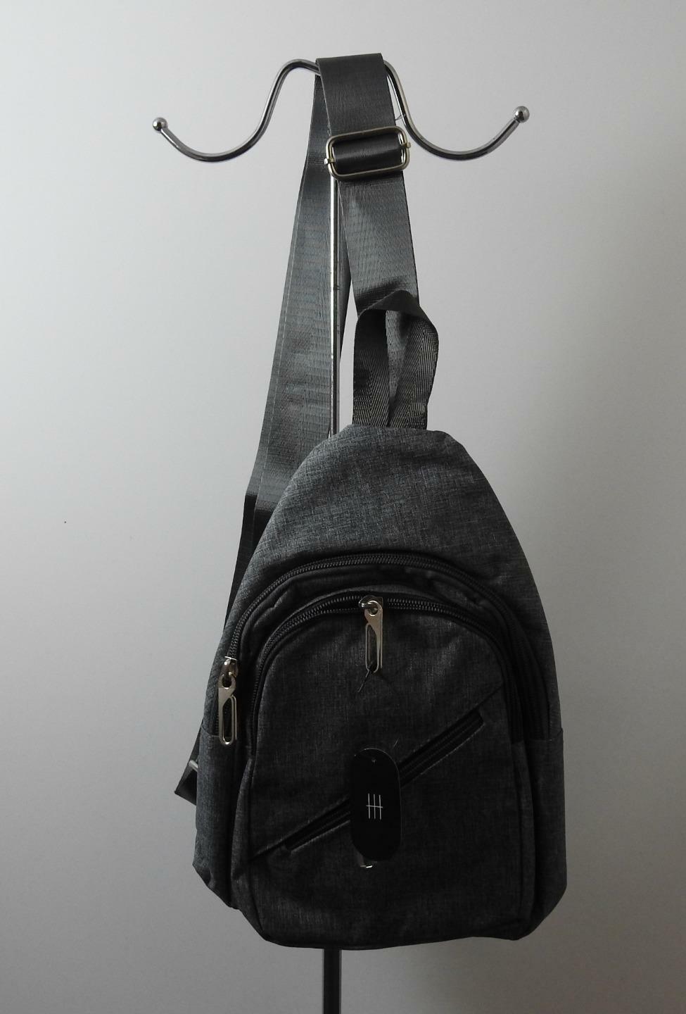 NWT Grey Crossbody Sling Bag Backpack Polyester Adjustable Strap Padding 12″ Y1