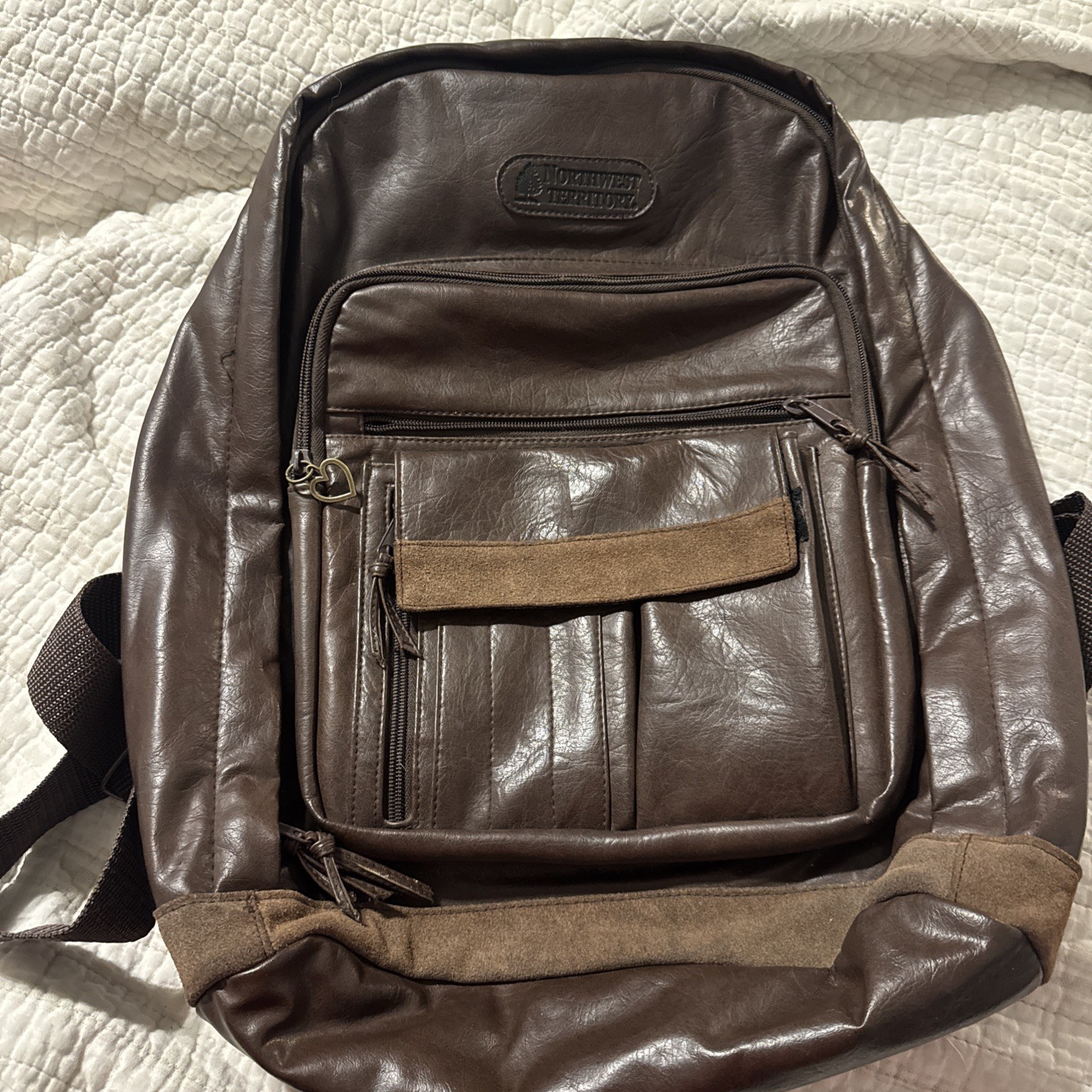 Northwest Territory Faux Leather Brown Backpack