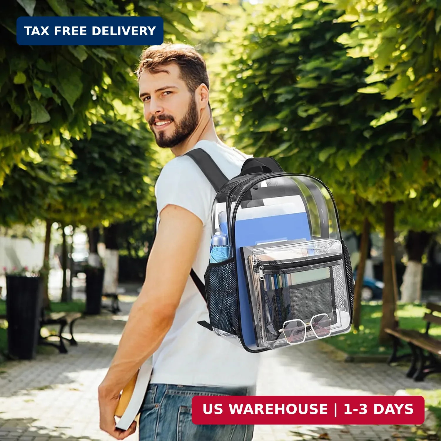 Clear Backpack, Heavy Duty PVC Transparent Backpack, Clear Book Bag,See Through
