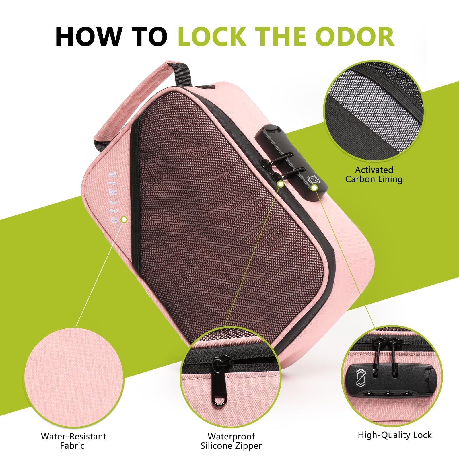 OZCHIN Smell Proof Bag with Combination Lock 9.5″ x 6″ x 3.5″ File Organizer Cas