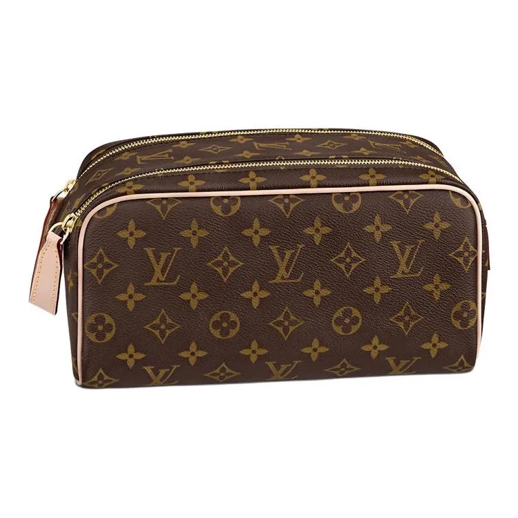 LOUIS VUITTON Dopp Kit Canvas Leather Toiletry Bag Men’s Brown 11×5.9×6.5 in