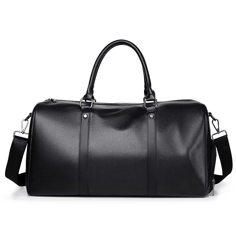 New Men Leather Duffel Travel Bag Carry On Gym Waterproof Leather Handbag