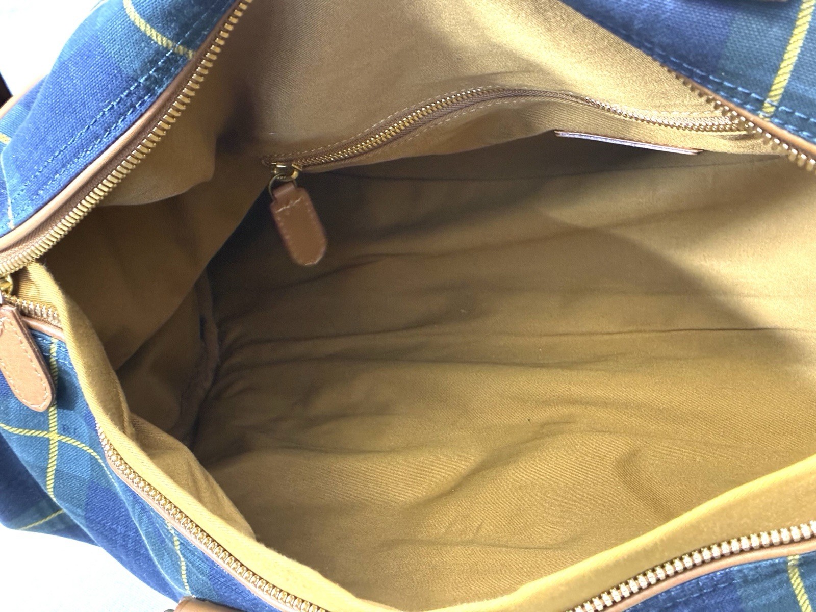 Polo Golf Ralph Lauren Canvas Leather Tartan Duffel Carry On Bag
