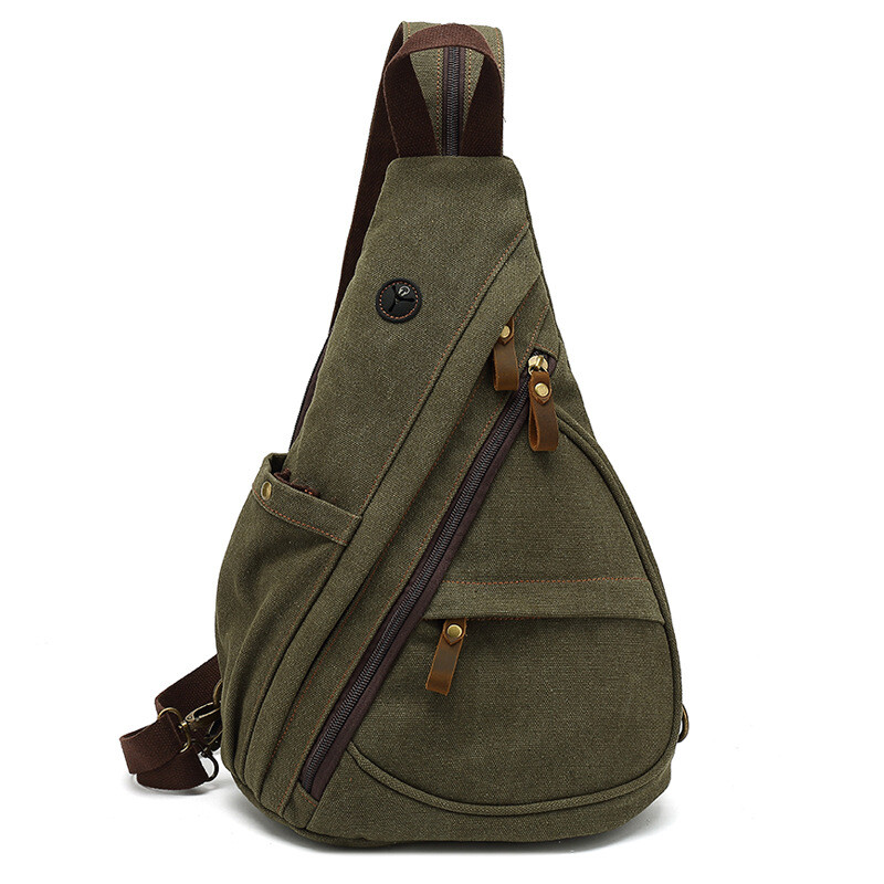 Augur Canvas Crossbody Men Military Shoulder Travel Chest Sling Hiking Bag
