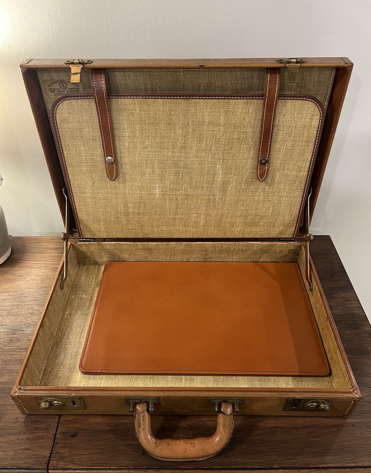 VTG Top Grain Cowhide #202 Hard File Folder Briefcase RARE Attaché with Patina