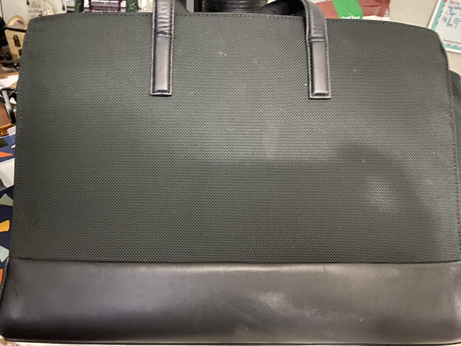 Tumi Black Ballistic Nylon Briefcase w/Strap Slim Laptop bag Classic Black Bag