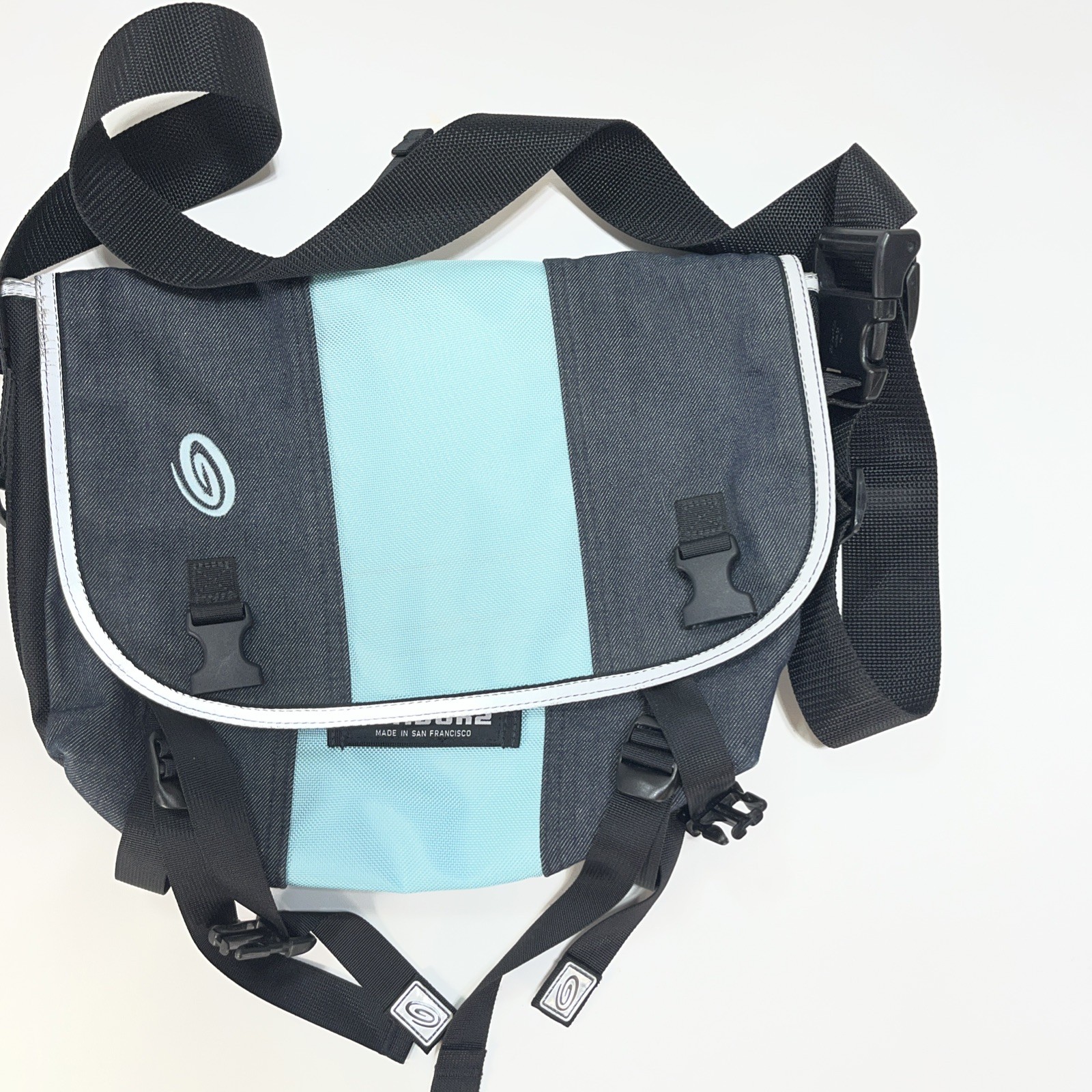 Timbuk2 Classic Messenger Bag Medium Gray Blue Made in USA San Francisco