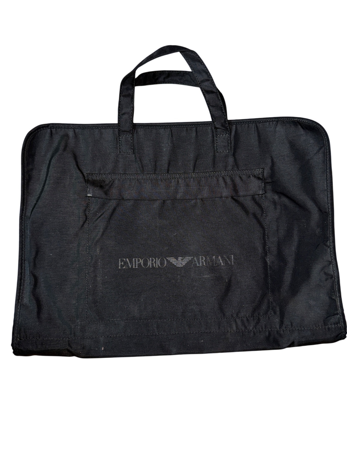 Vintage Emporio Armani Black Nylon Bag Briefcase Y2k Luxury Office Art Travel