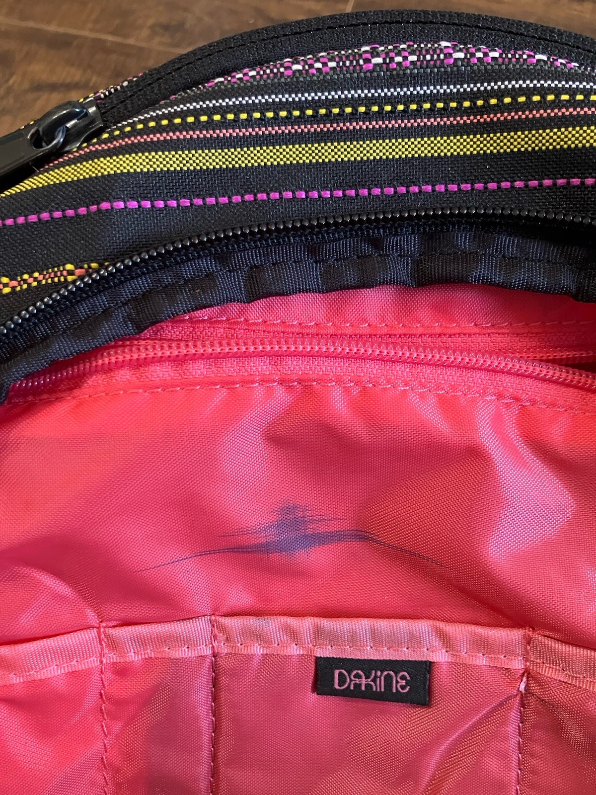 Dakine Striped Backpack Black Pink Yellow School Travel Laptop Bag Unisex