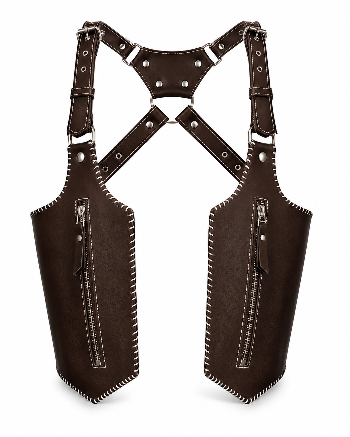 Genuine Leather Chest Harness Bag Adjustable Crossbody Utility Festival Vest