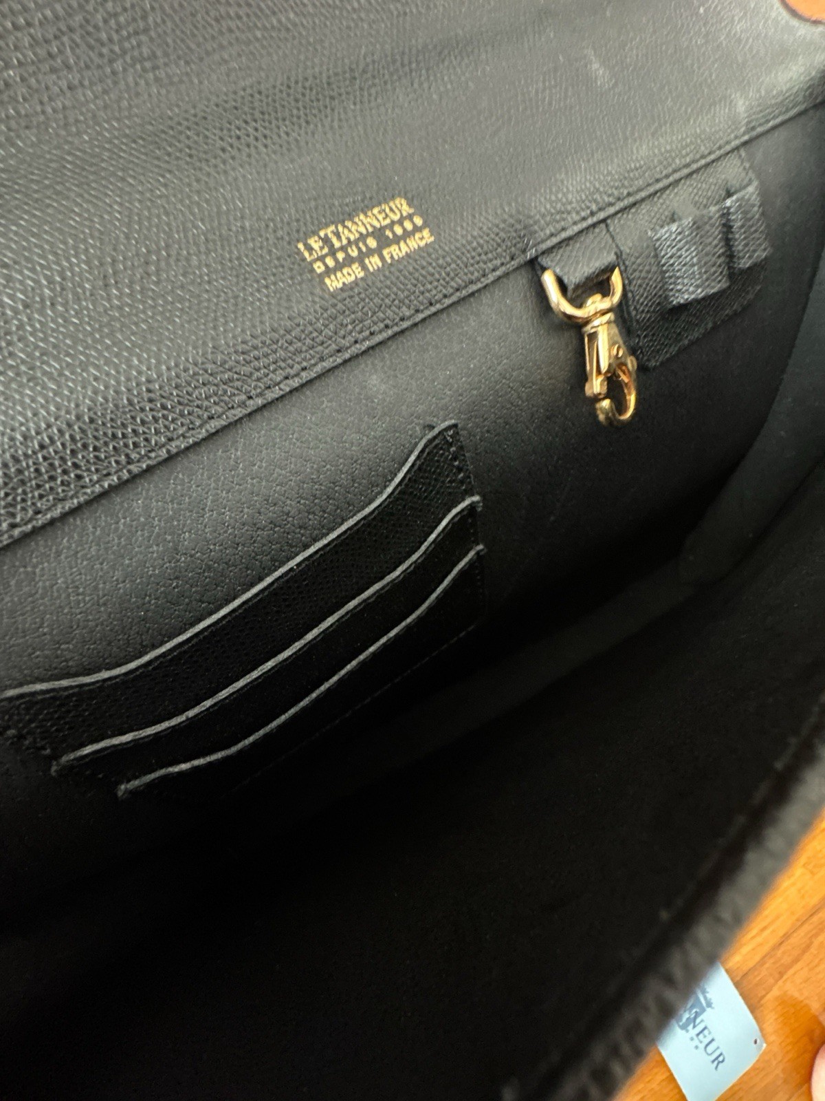 Le Tanneur Locking Leather Briefcase with Key Made in France Pebble Finish