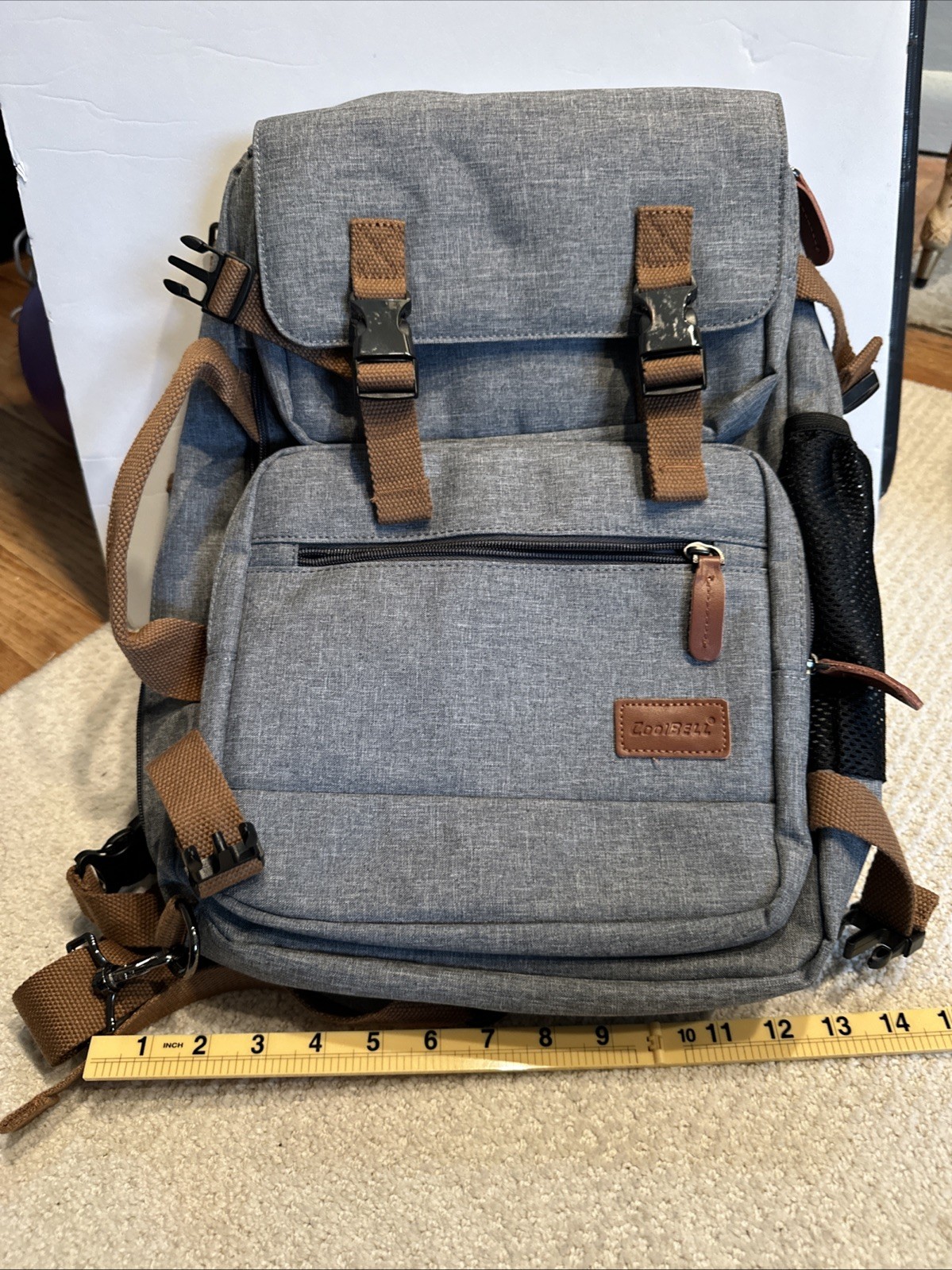Men’s Dark Grey Coolbell Backpack, Travel bag Multiple Pockets And Zippers 3way