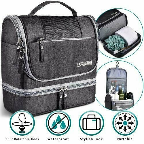 Waterproof Hanging Toiletry Cosmetic Organizer & Travel Bag for Men or Women