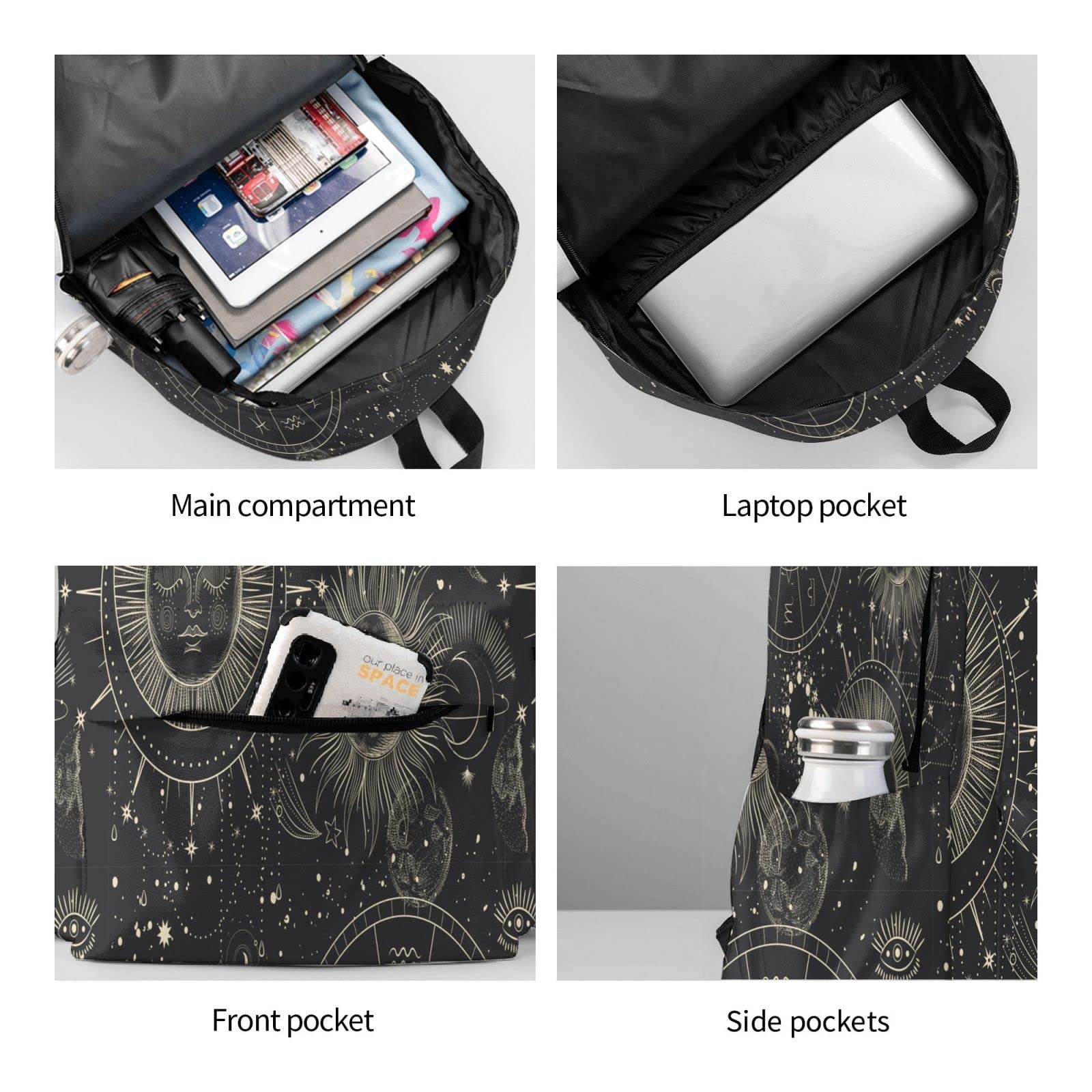 Sun Moon Backpack Laptop Multipurpose Daypack Casual Men Women Travel Hiking