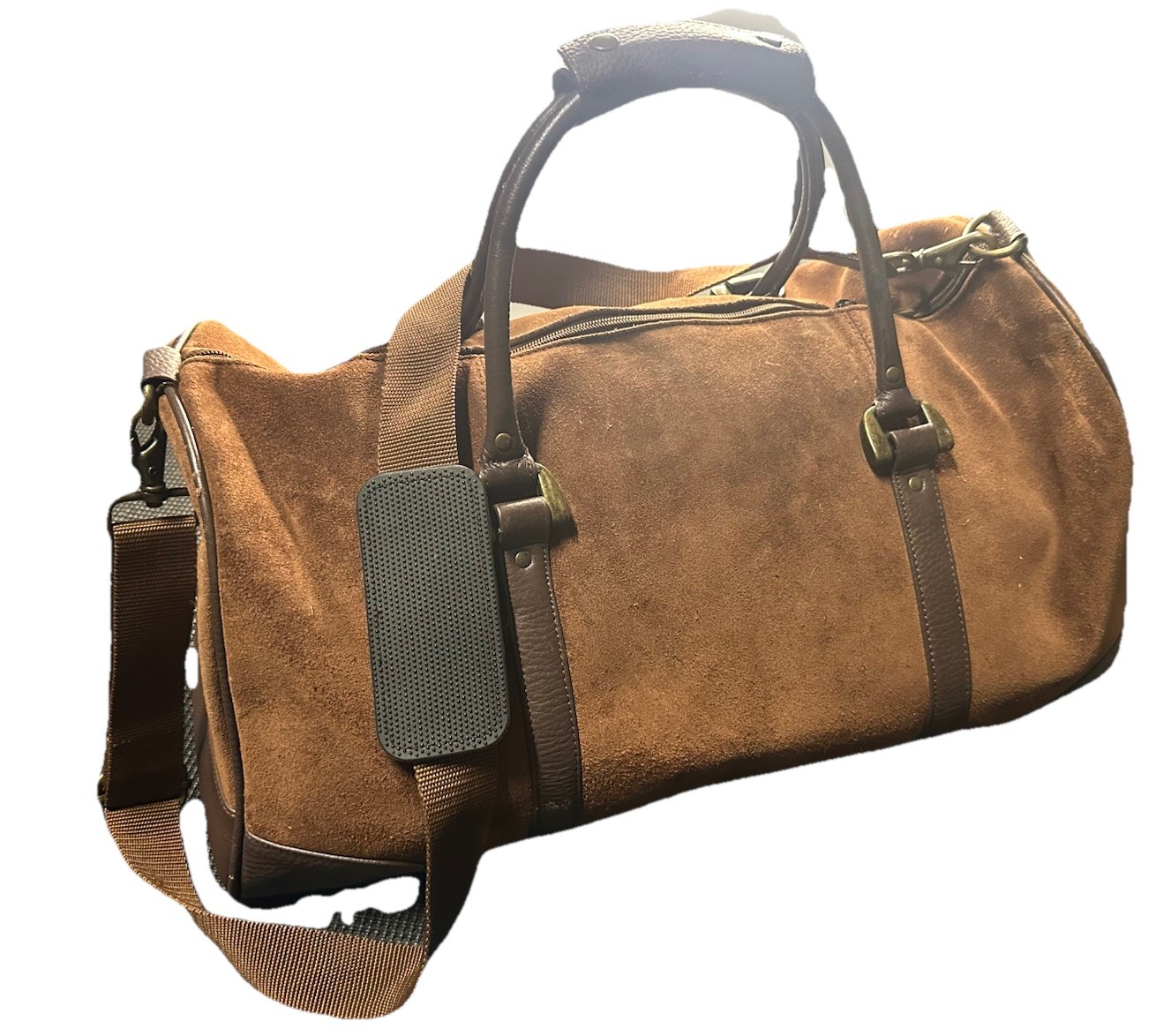 Vintage Brown Suede Leather Duffle Bag Weekender Travel Overnight Bag