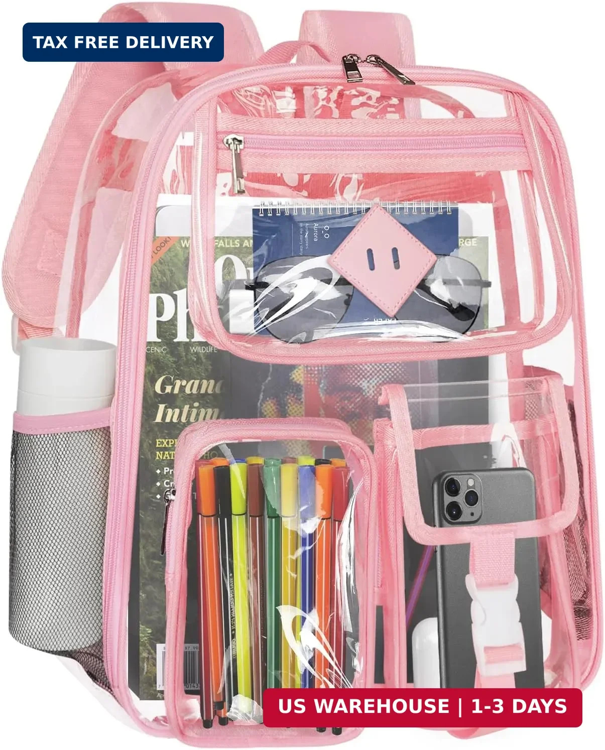 Clear Backpack Heavy Duty Large PVC Transparent See Through Backpacks Work Trave